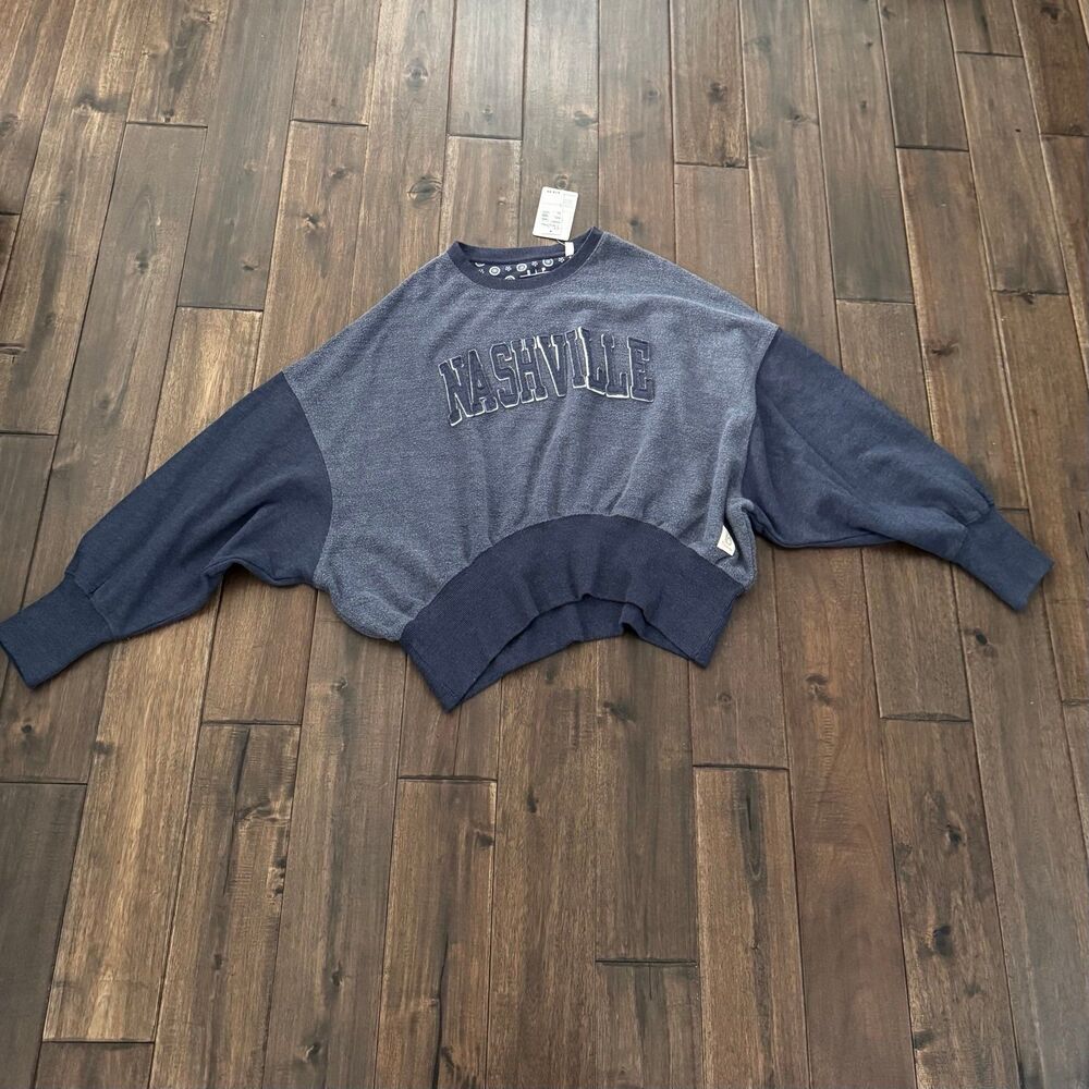 Pressbox Nashville Navy Crewneck Sweatshirt Relaxed Fit S NWT